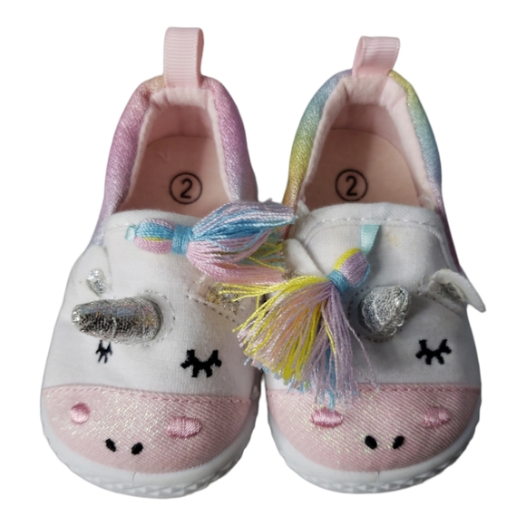 Fancy Magical Rainbow Ombre Glitter Tassels Unicorn Giftable Sneakers size 2 - Picture 2 of 7